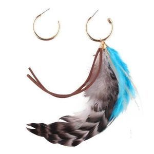 Asymmetric Feather Charm Earrings